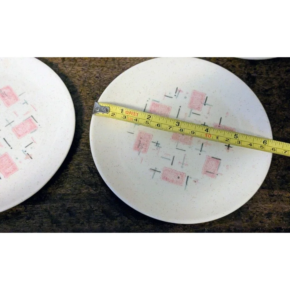 Vintage Vernon Ware Tickled Pink 9-Piece Lot - Mid-Century Modern Atomic Pink